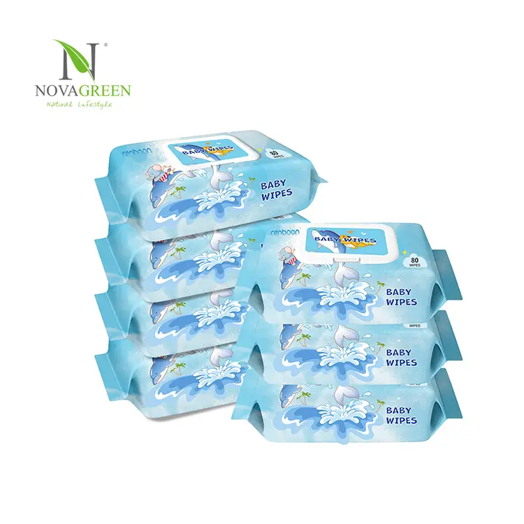 RENBOON Baby Daily Care Wipes - Cleanse Gently and Efficiently - Baby Wipes - Baby Essentials - 80 Wipes, Lid On Each Pack 1