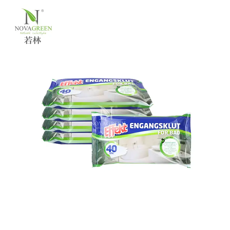 Lingettes nettoyantes antibactériennes jetables pour salle de bain, emballage refermable, parfum d'action d'agrumes, 40 lingettes 1