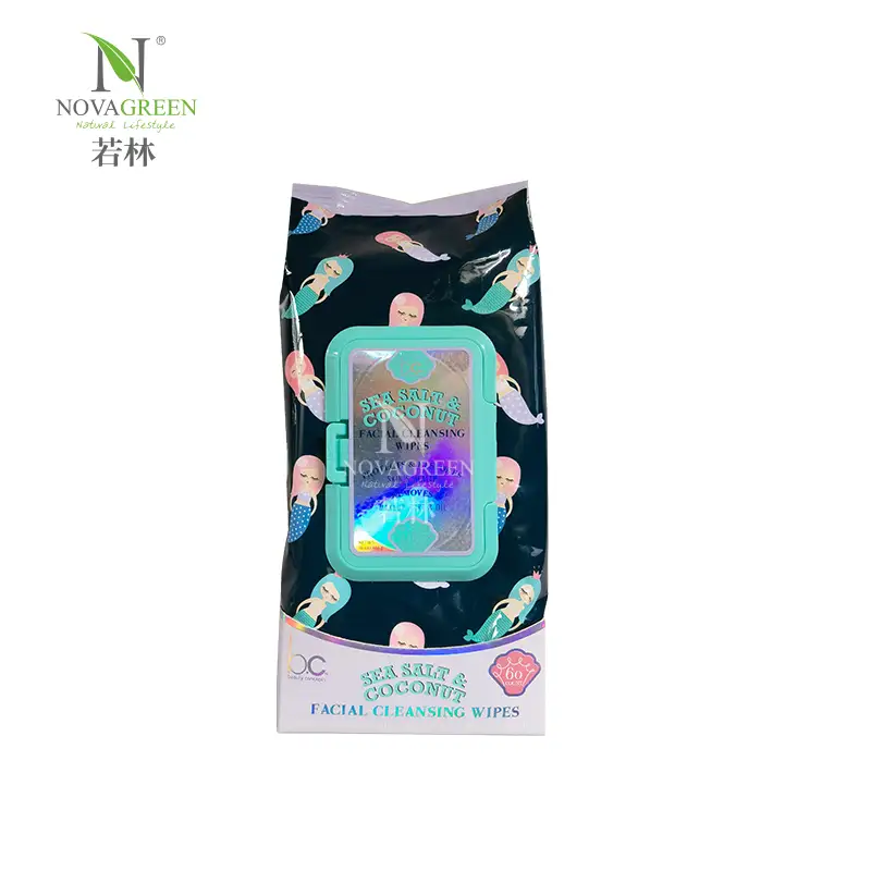 Novagreen Sea  salt & Coconut Facal cleaning wipes Clean Skin Club Face Wipes, Extra Moist Makeup Removing Towelettes, 60 Count 1