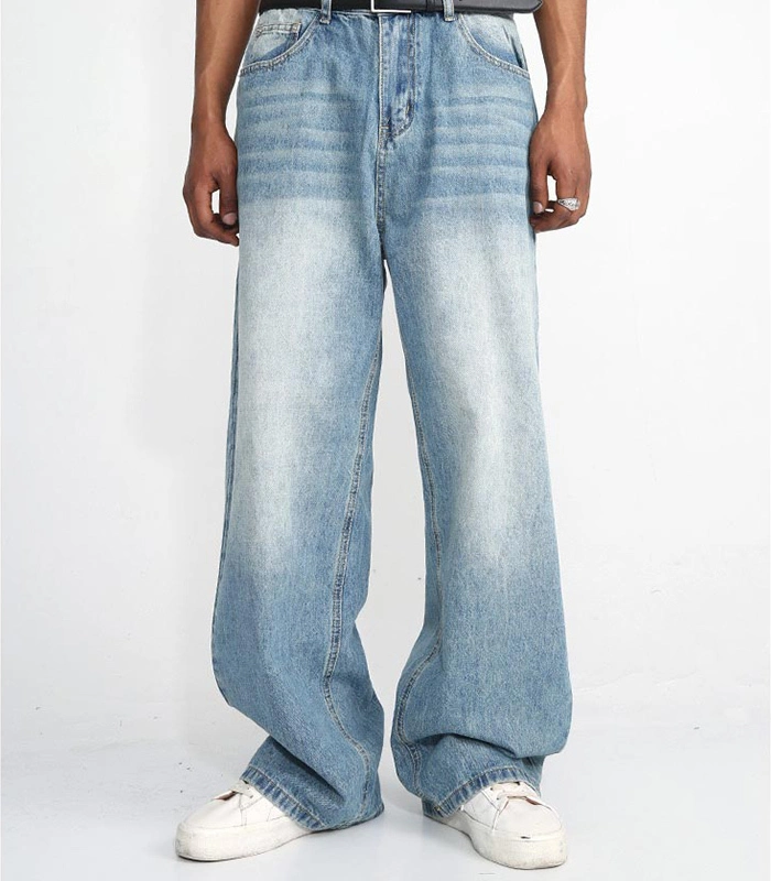 Jeans baggy masculins classiques empilés droits 1