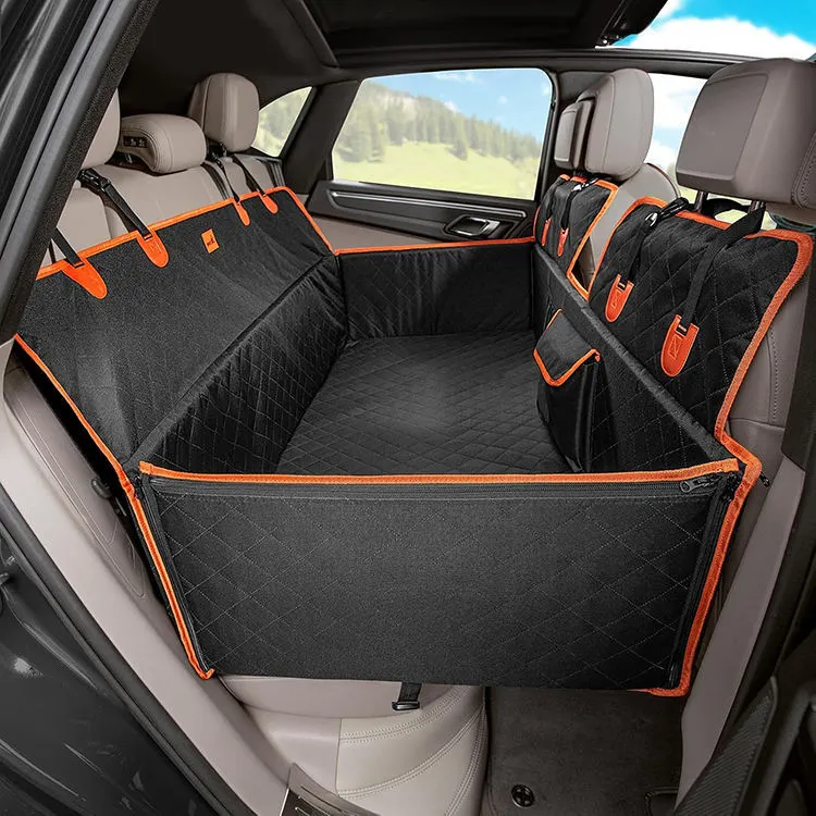 New Portable Hard Bottom Dog Car Seat With Adjustable Strap Sturdy Dog Hammock Bed Waterproof Pet Dog Back Seat Extender 1