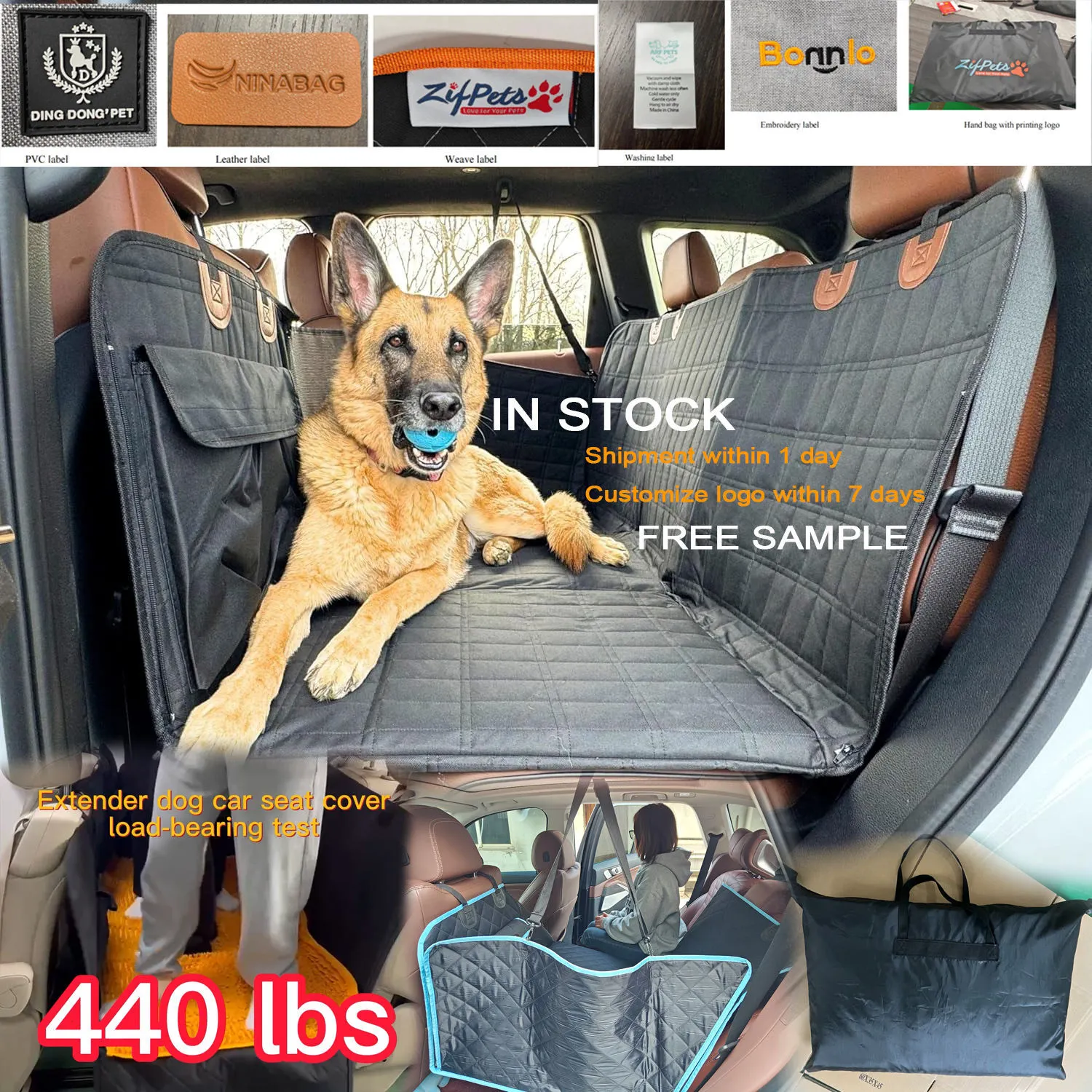 En stock Produits de luxe pour animaux de compagnie Meilleures ventes Extension de siège arrière imperméable Housse de siège auto pour chien Hamac pour animaux de compagnie Siège arrière à fond rigide 1