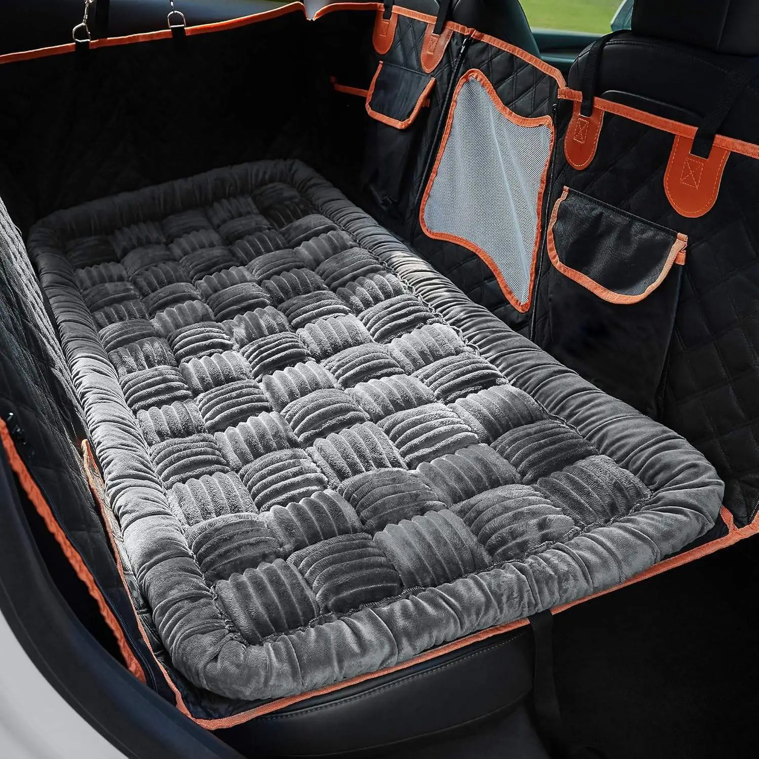 Comfortable Dog Car Seat Protector with Full Coverage and Breathable Mesh Window 1