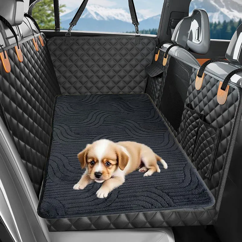 Dog Car Seat Cover Hard Bottom Waterproof Pet Travel Dog Hammock for Back Seat Extender 1