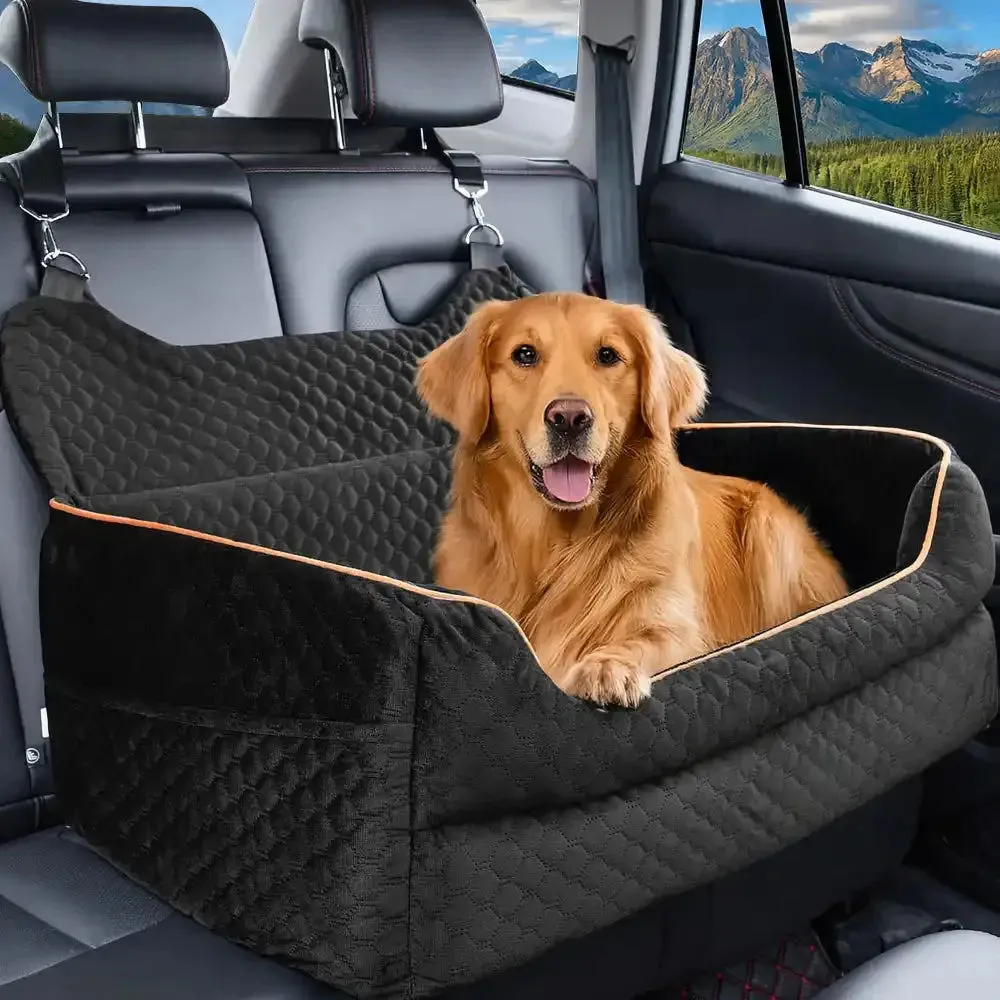 Custom Orthopedic Egg Crate Foam Washable Travel Safety Large Dog Car Booster Seat Bed for Back Seat 1