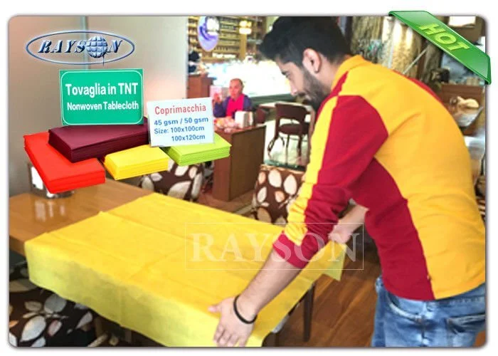 Square / Round 45Gr / 60Gr / 70gR Non Woven Tablecloth In TNT Eco-Friendly / Disposable Table Covers 1
