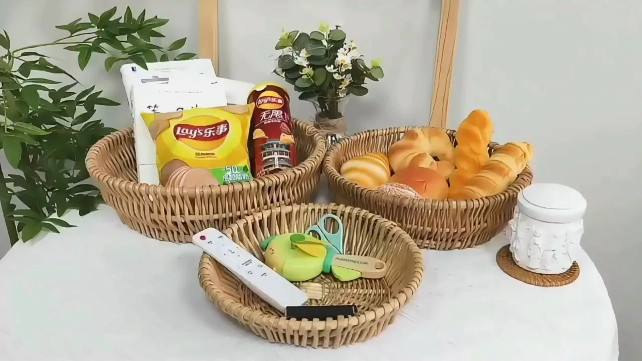 Round shape natural Willow Storage Trays with simple style 1