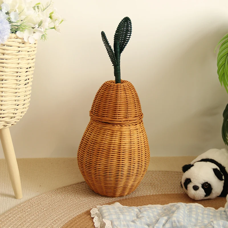 Panier de rangement en rotin pour enfants en forme de poire, panier de tissage à la main, gemme 1