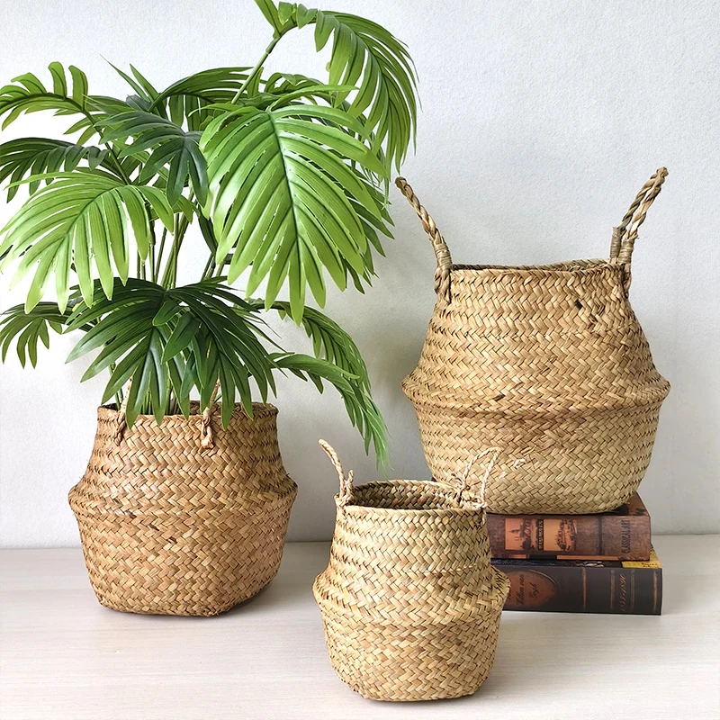 Cesta de armazenamento de vasos de palha estilo nórdico 1