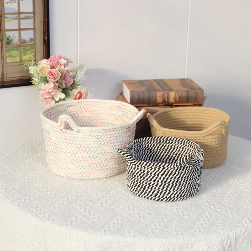 Cotton Rope Basket cat ear double handle design  various sizes  Basket Gem 1