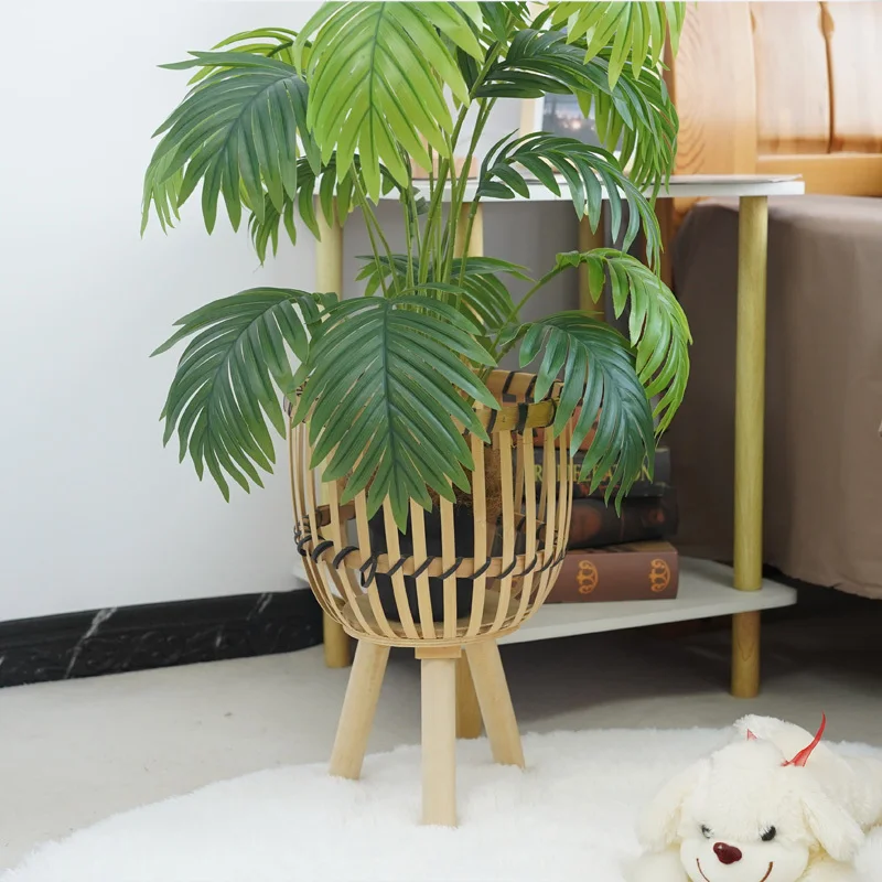 Cesta de almacenamiento de madera Tipo de piso Cesta de cesta Diseño hueco de cinturón de refuerzo de cinturón negro Cuerpo 1