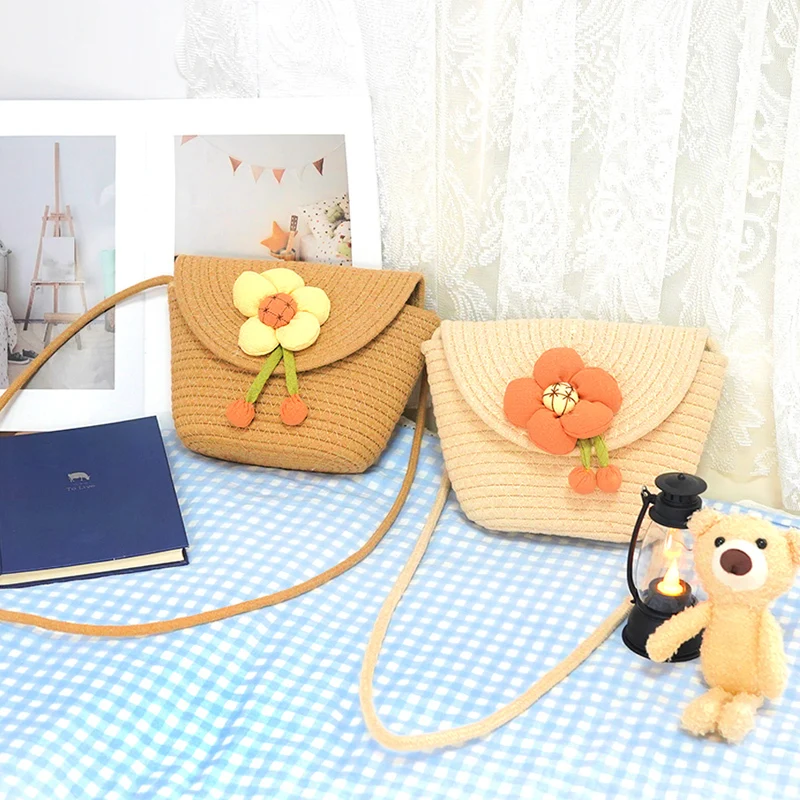 Baumwollseile Kinder Handtasche eine Schulter oder Kreuzkörper Mini-Schalenbeutel mit einer blumenfeiertischen modischen weiblichen Tasche 1