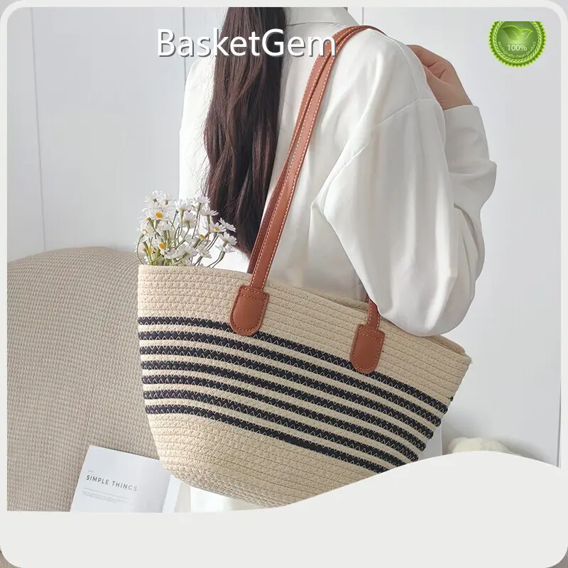 Crochet Cotton Tote Bag - - BasketGem-1 1