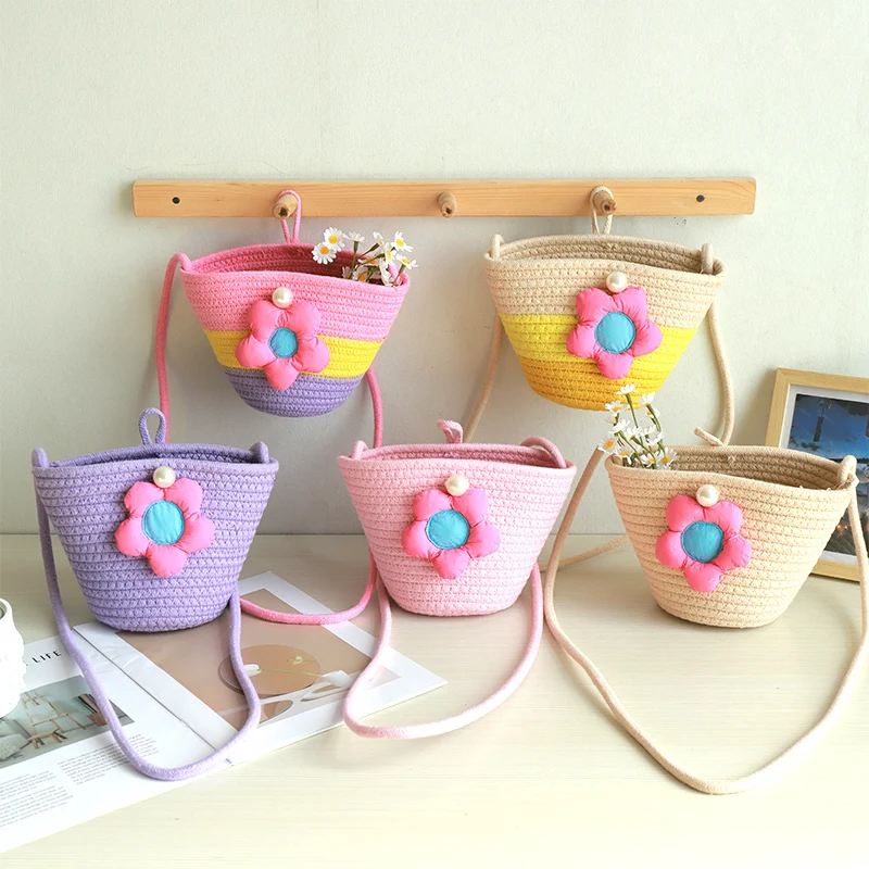 Delightful Floral Pattern Cotton Woven Mini Satchel for Girls-Basketgem 1