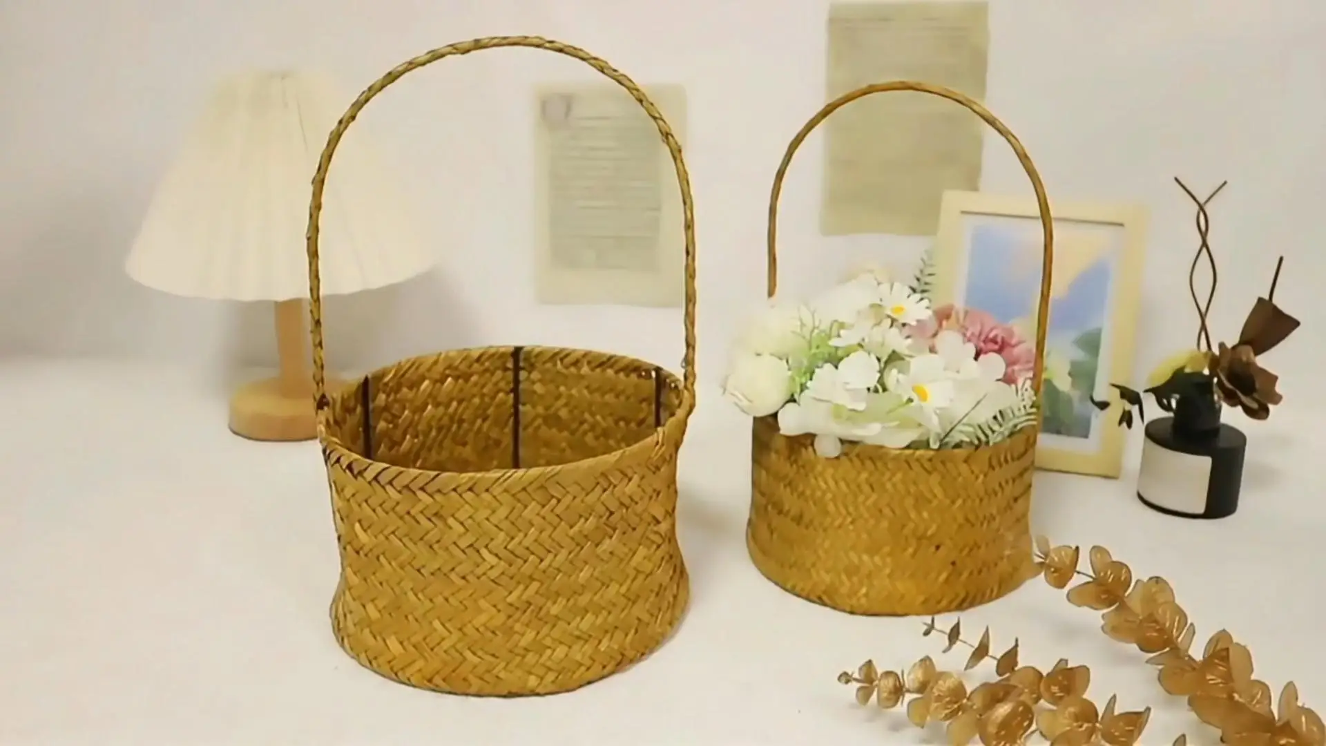 Straw Storage Basket straw home collection  handstand “U”shape handle   simple design 1