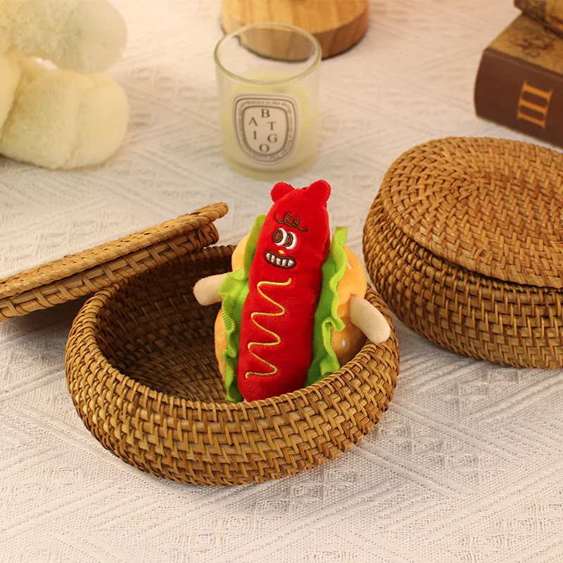 Oval shape generous and pretty Rattan Tray with a cover and careful making 1