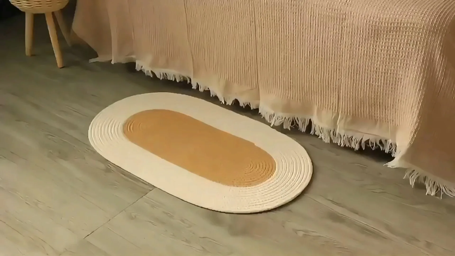 Simple style oval shape absorbent and non- slip cotton rope rug-Basket Gem 1