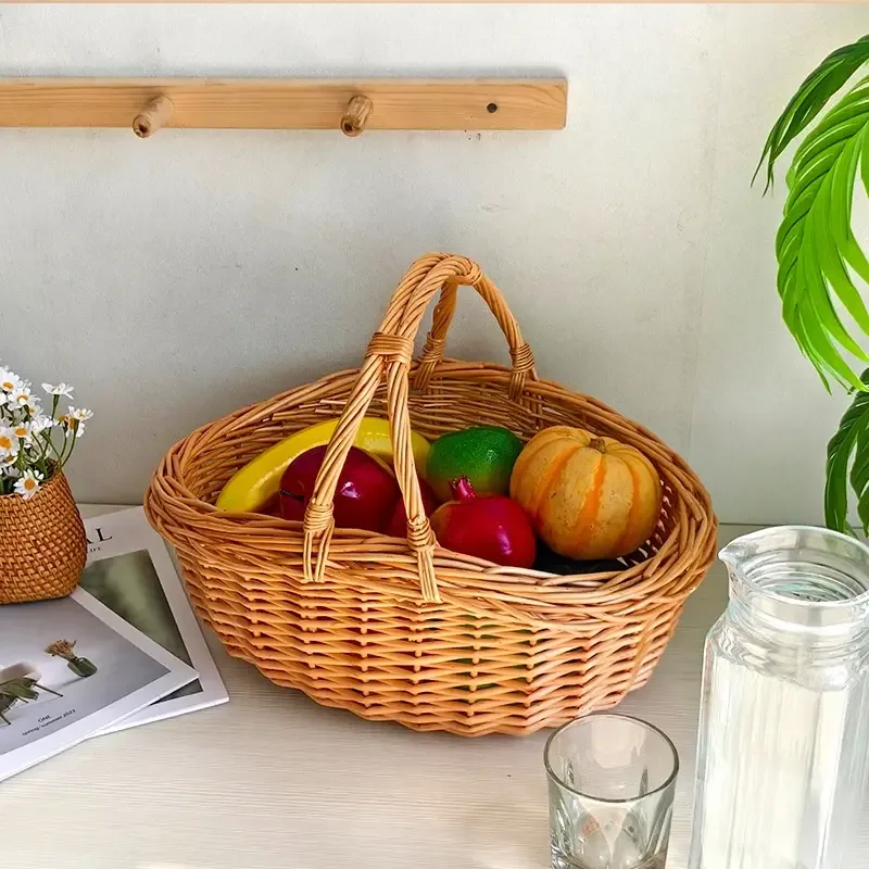 Simple double-handle Willow Storage Baskets- picnic baskets OEM and ODM available 1