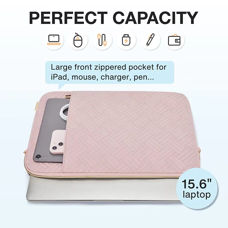 Quilted Laptop Sleeve 15.6 Inch Waterproof Shockproof Bag1 1