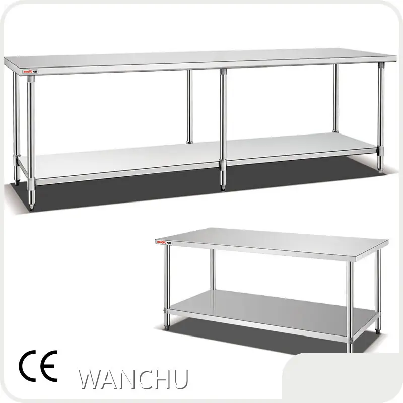 Stainless Steel Work Table with Undershelf Silver - - WANCHU 1