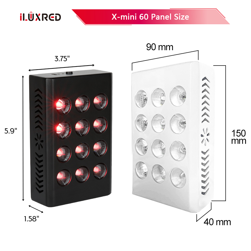 iLUXRED MINI60 Portable 660nm Red LED Panel 2 Wavelength 60w Infrared Light Therapy Panels 9
