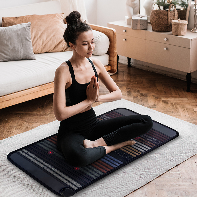 Esterilla de yoga con rayos infrarrojos y terapia magnética PEMF de iLUXRED de 100 x 50 cm, plegable, para pérdida de grasa 9