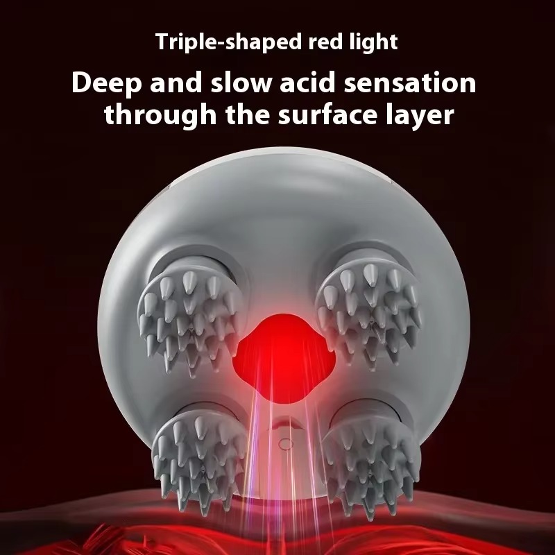 Masajeador de cabeza portátil de mano con amasador, máquina de masaje de cabeza inalámbrica, masaje de cuero cabelludo con infrarrojos rojos para relajación corporal. 3