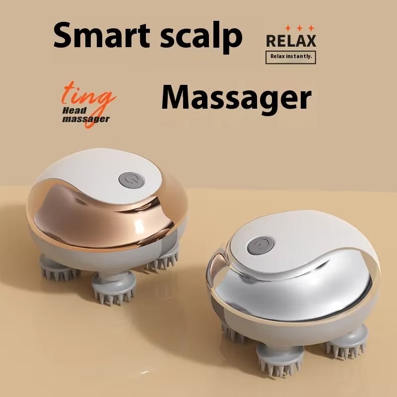 Masajeador de cabeza portátil de mano con amasador, máquina de masaje de cabeza inalámbrica, masaje de cuero cabelludo con infrarrojos rojos para relajación corporal. 4
