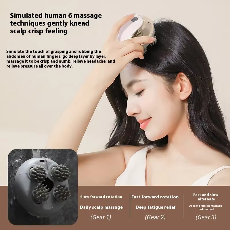 Masajeador de cabeza portátil de mano con amasador, máquina de masaje de cabeza inalámbrica, masaje de cuero cabelludo con infrarrojos rojos para relajación corporal. 1