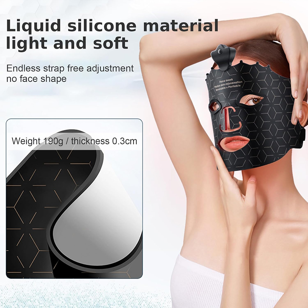 MASK-04 7 Colors Silicone Led Face Mask Facial Neck Red Light Therapy Mask for True Anti-Aging Skincare at Home and Travel 5