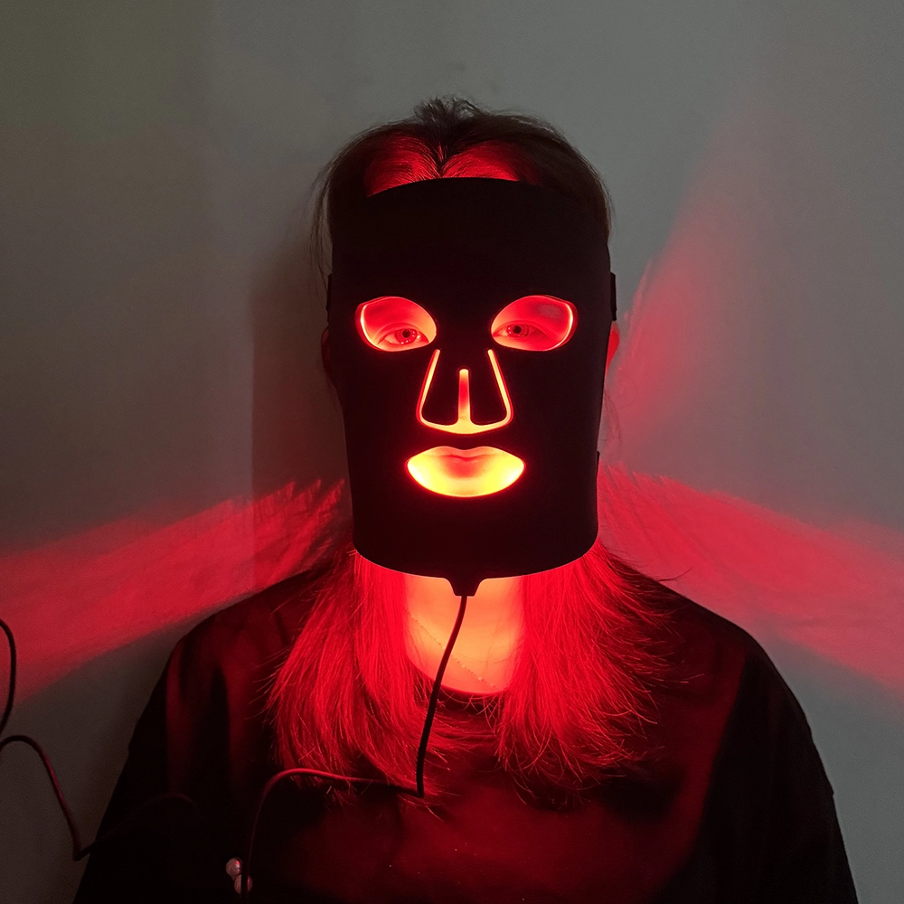 Mask-06 Weich tragbare LED-Gesichtsgesichtsmaske 4 Farben 460 520 590 630 nm Rotlicht Photonentherapie Hautpflege LED-Gesichtsmaske 1