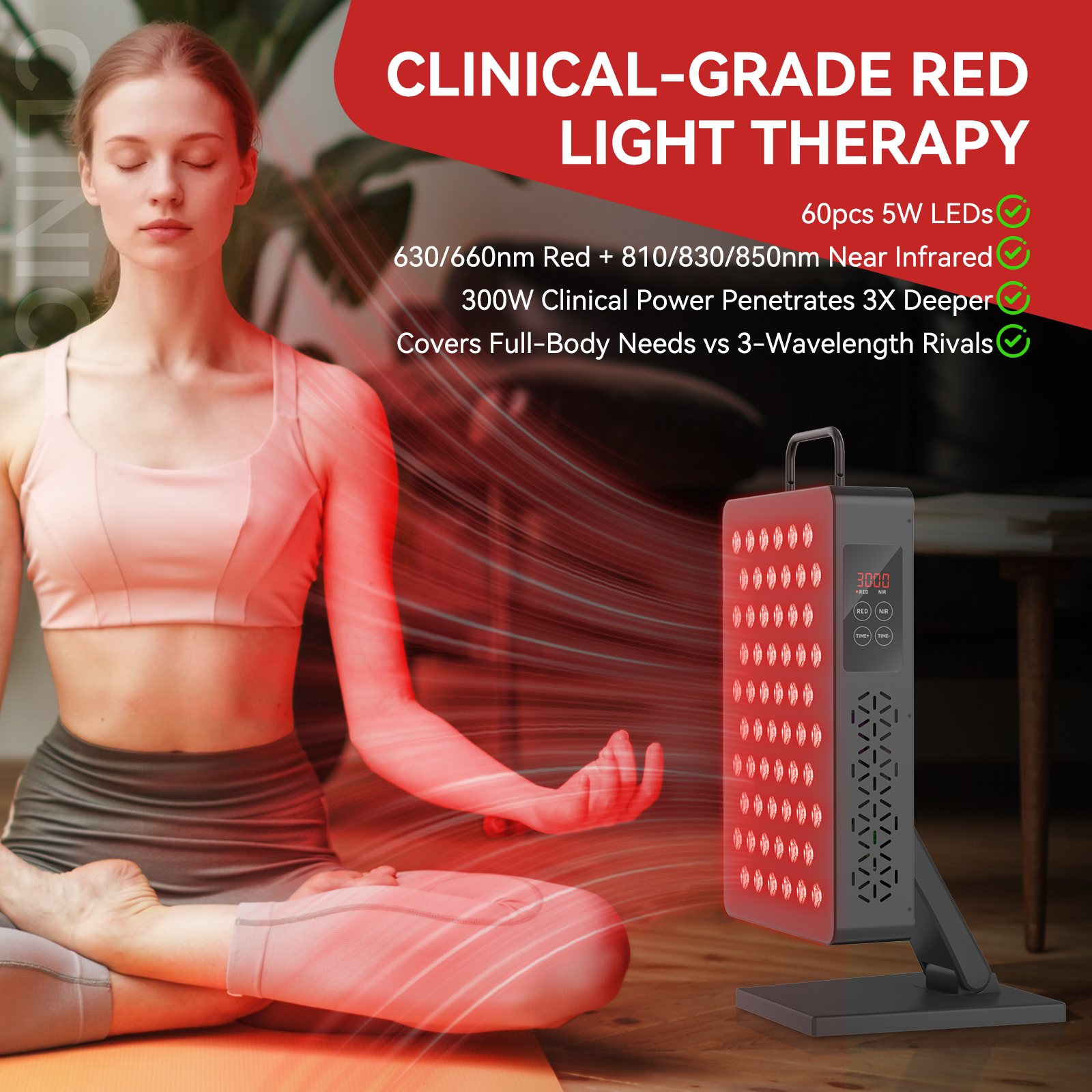 iLUXRED X300-2 Red Light Therapy Panel Red Light Panel 300W Near Infrared and Red Light Therapy Panel 3