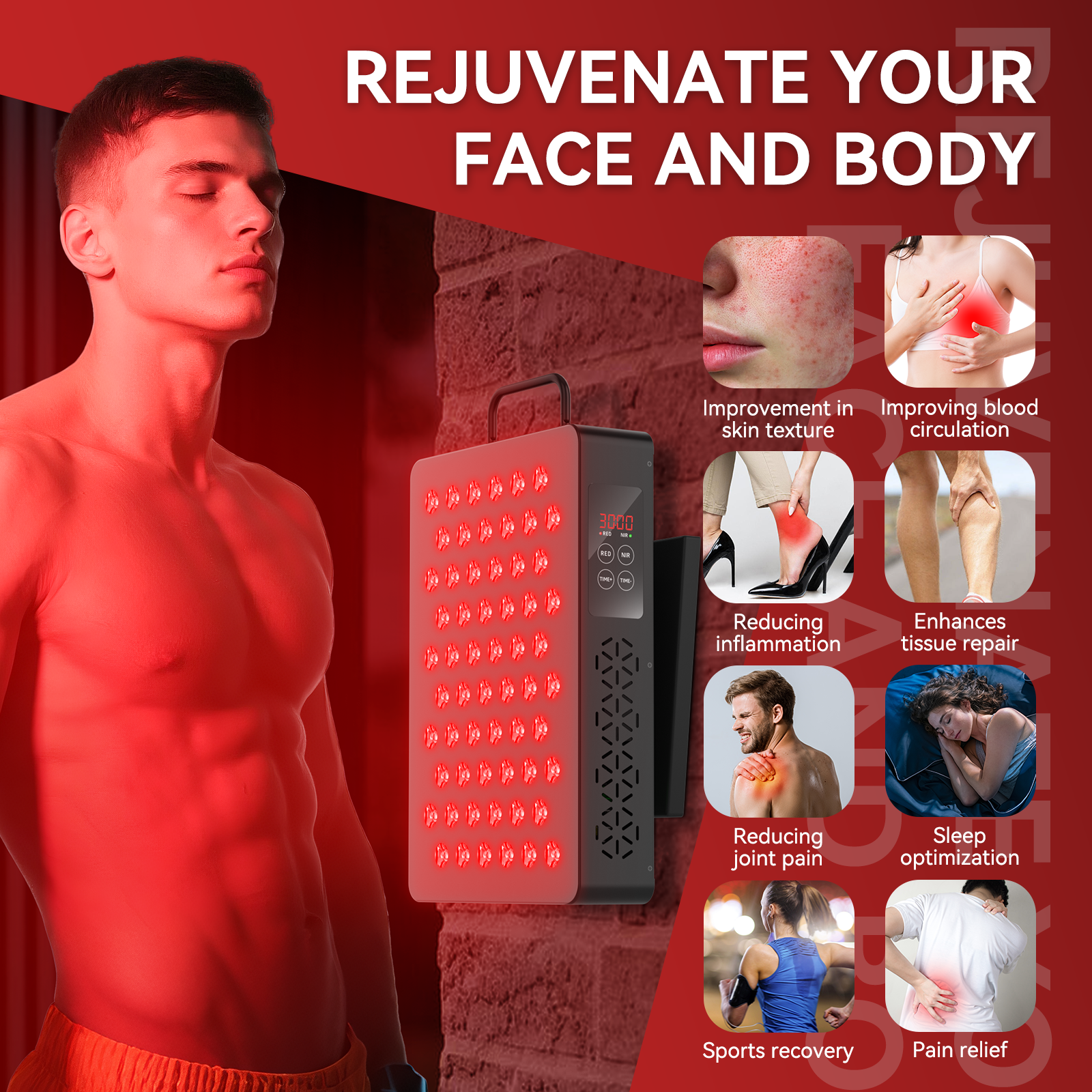 iLUXRED X300-2 Red Light Therapy Panel Red Light Panel 300W Near Infrared and Red Light Therapy Panel 7