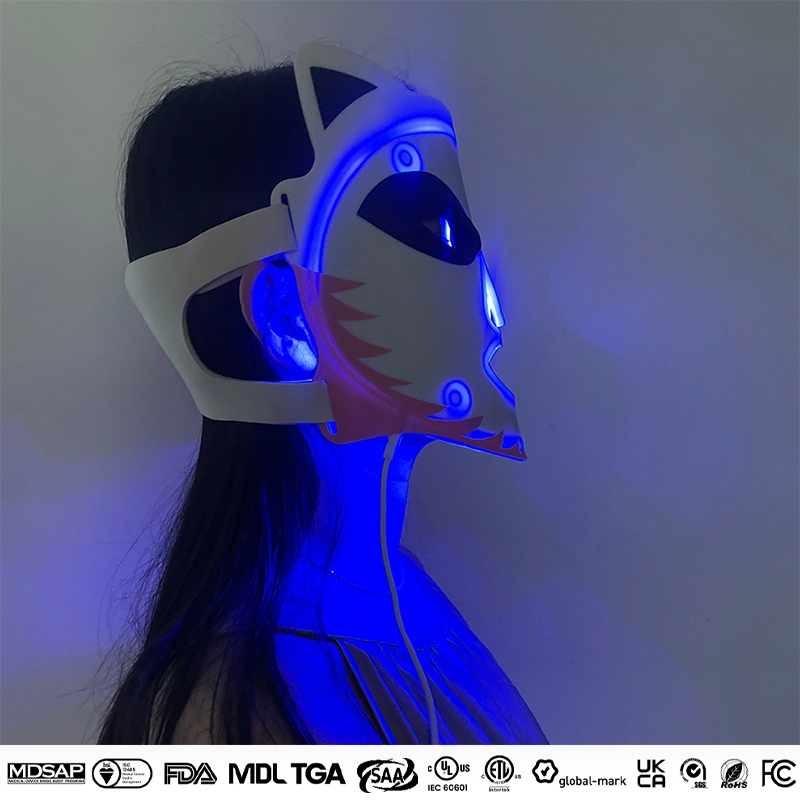 Masque-02 Thérapie à la lumière rouge pour le visage portable rechargeable 4 couleurs proche infrarouge 850 nm Masque lumineux LED à la maison & 1