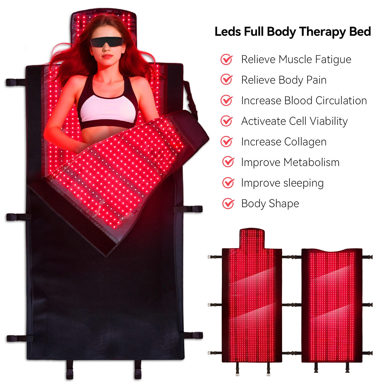 LED mit roter Infrarotlichttherapiedecke, Yogamatte für den ganzen Körper, kleine Ferninfrarotmatte 940 nm für Wände, Schlafsack, 240 V, dual1 1