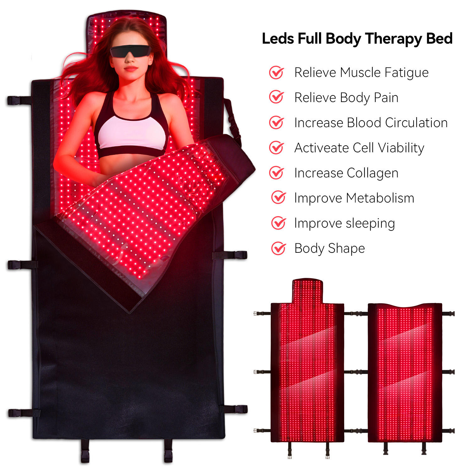 Foldable Red Light Therapy Sleeping Bag Red Light Heating Body Physical Therapy Mattress Whole-body Sleeping Bag 8