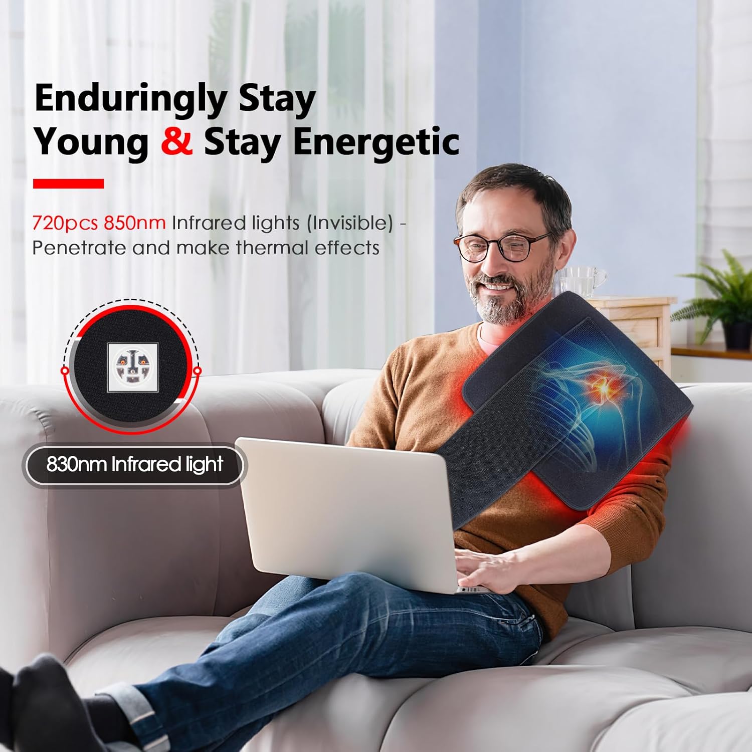 2025 Hot Selling Infrared Red Light Therapy Wrap Belt Home Use With Timer for Relaxing Muscle 3