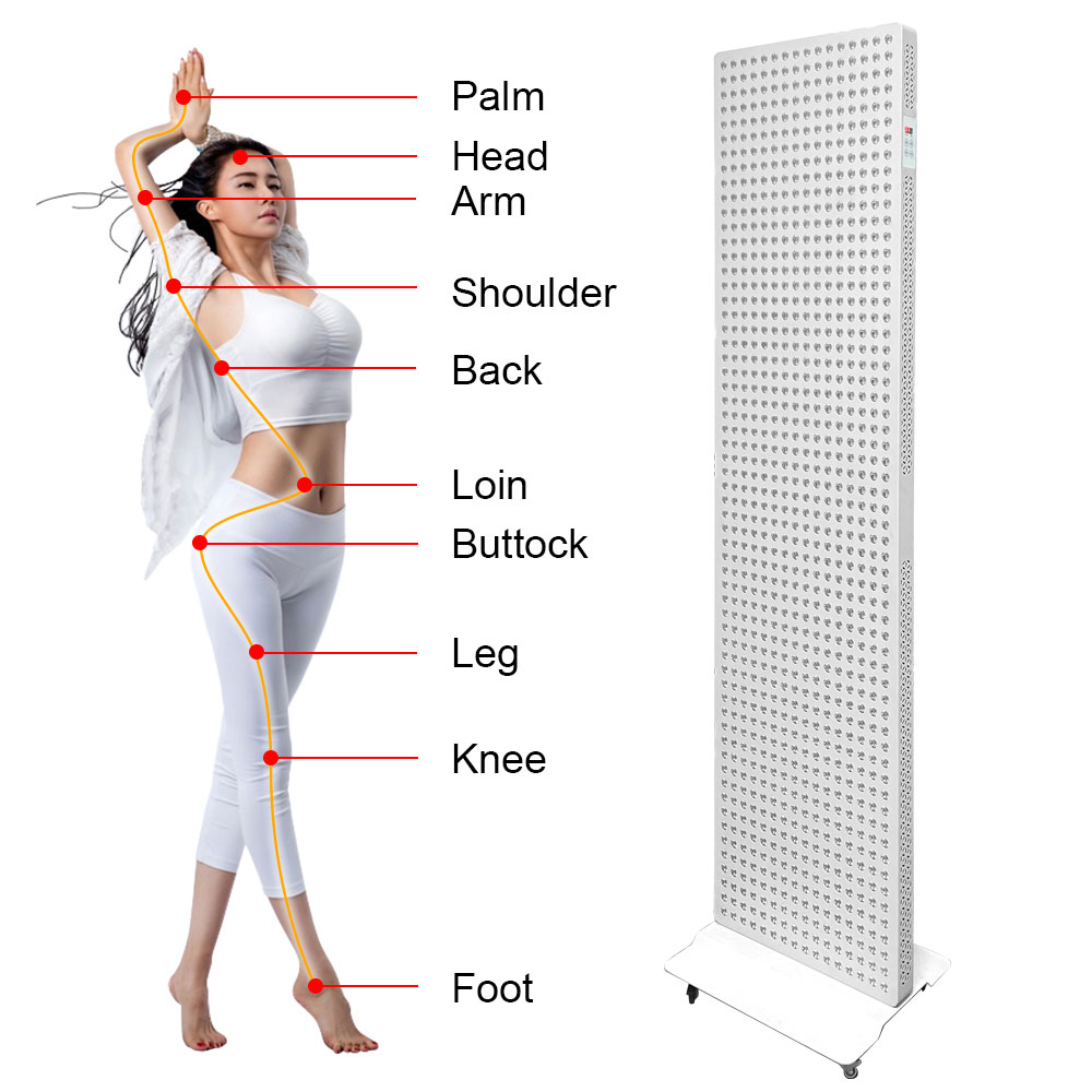 Panel de terapia de luz roja ajustable para cuerpo completo de 5000 W con soporte y enchufe estadounidense para tratamiento del acné. 3