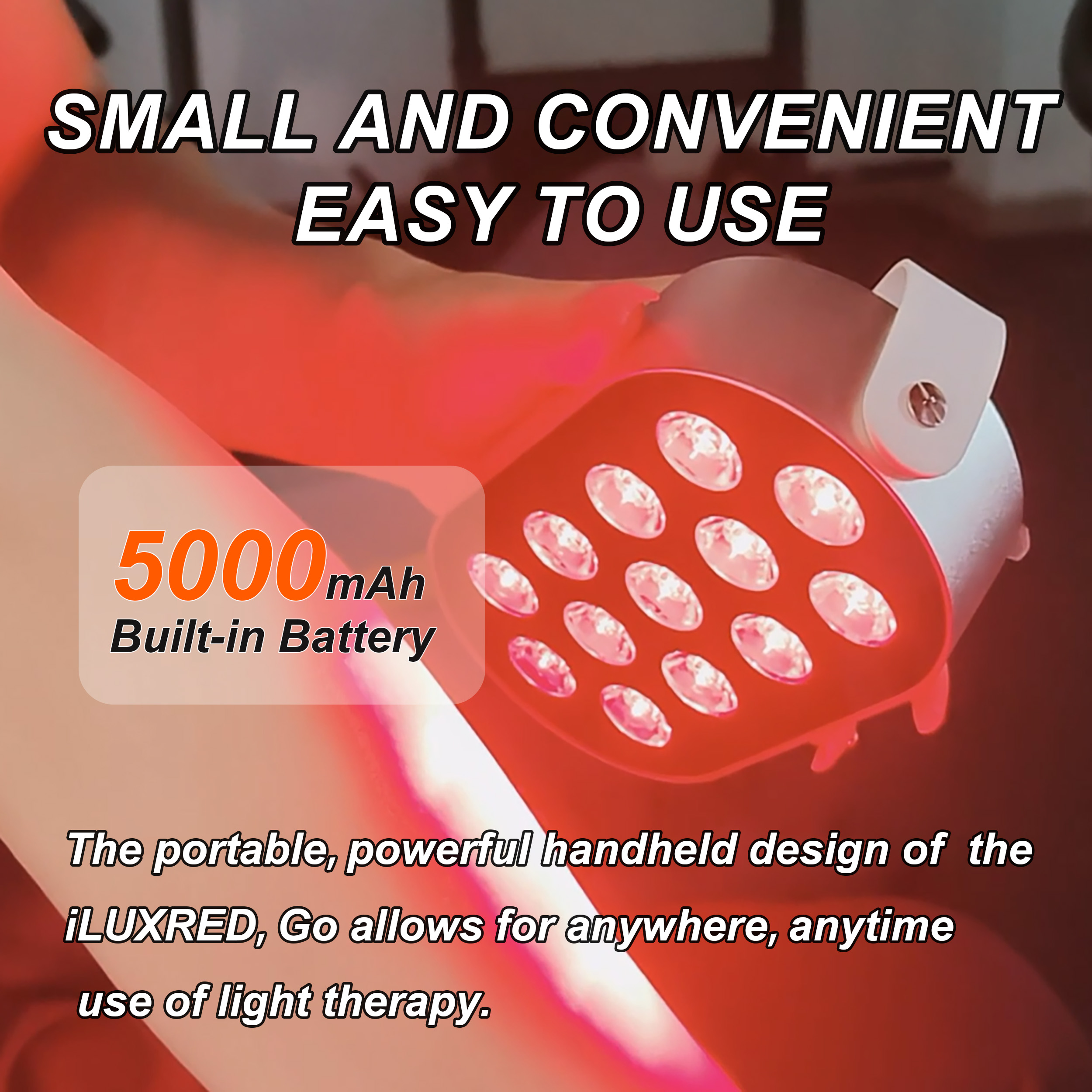 iLUX-MINI60-2 2 wavelength 660NM:850NM red light therapy panel built-in 5000 mAh battery 5