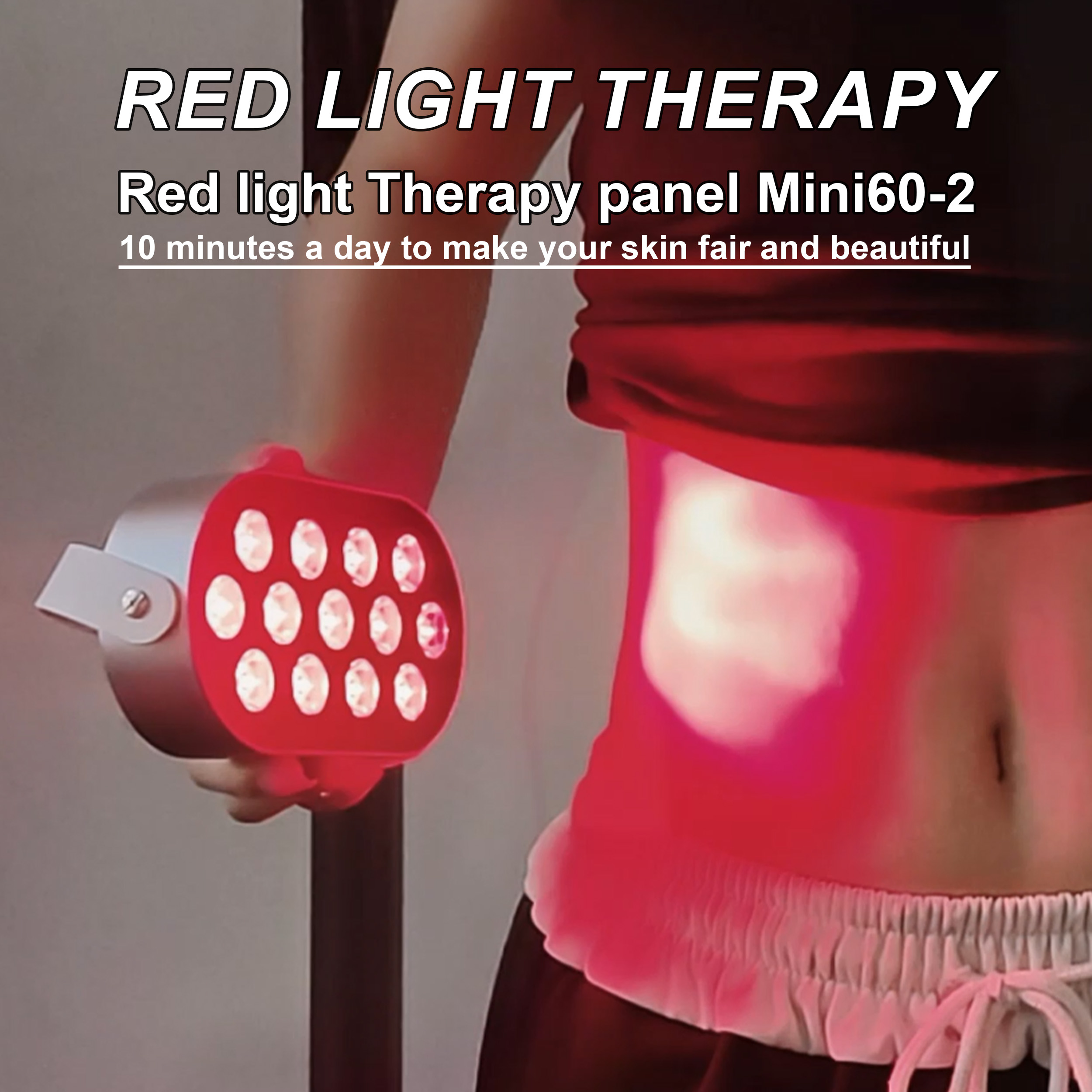 iLUX-MINI60-2 2 wavelength 660NM:850NM red light therapy panel built-in 5000 mAh battery 4