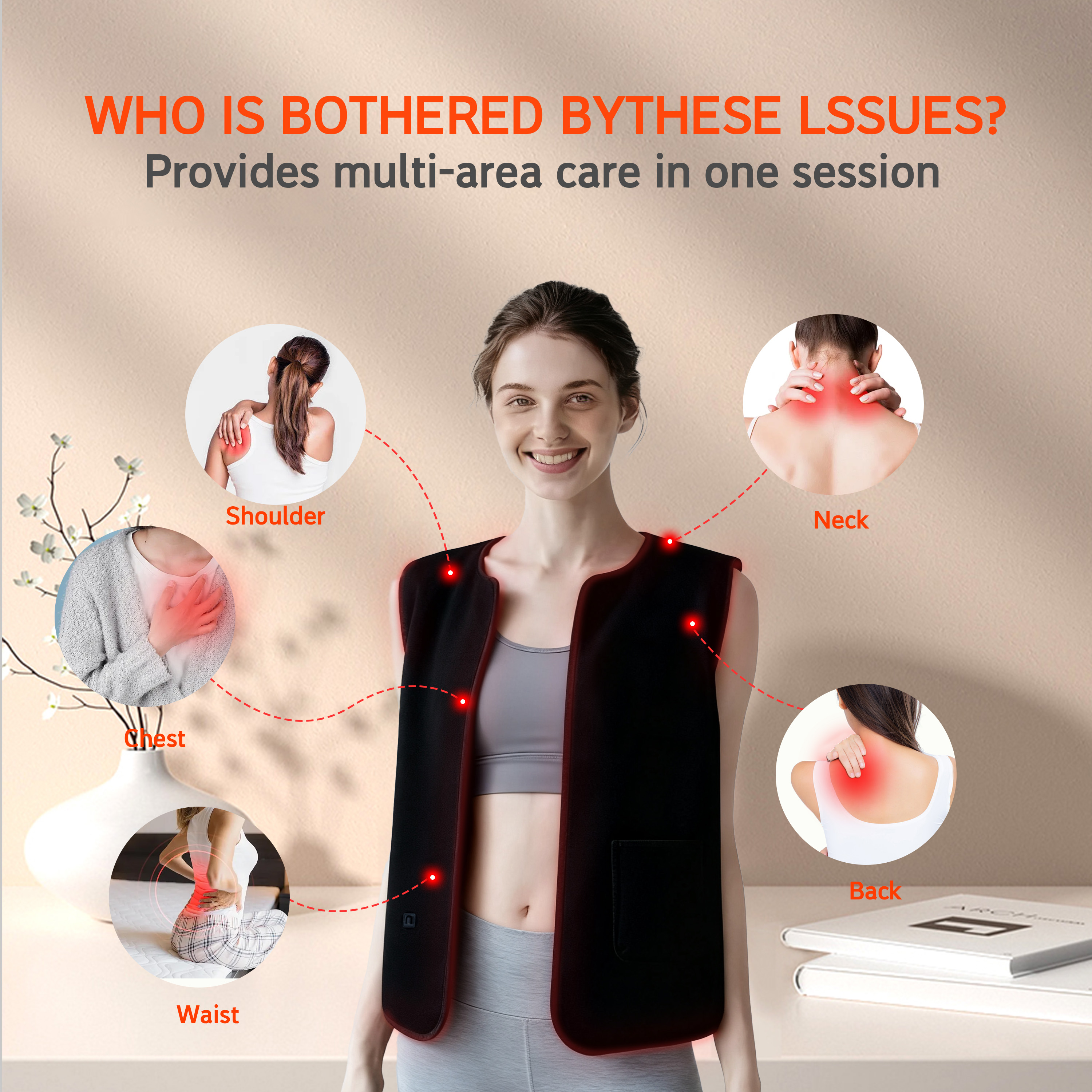 ILuxMJ-570-2 660nm 850nm Back Shoulder Pain Relief Red Light Therapy Vest for Body 3