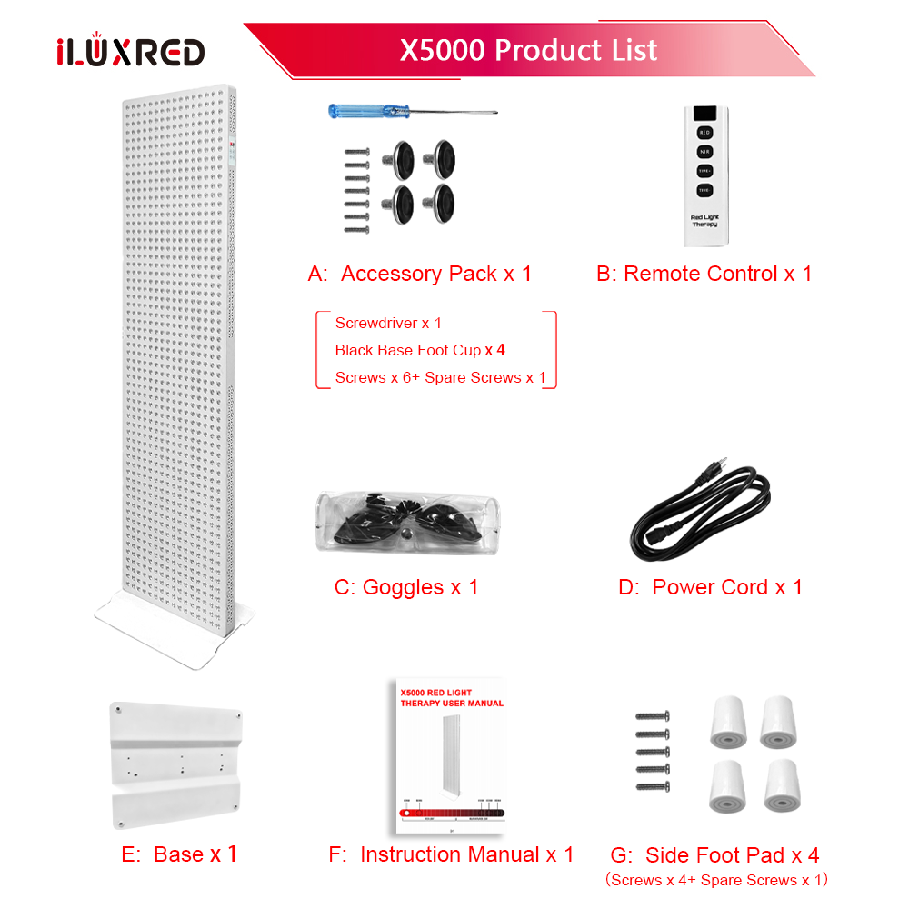 ILUXRED X5000 Red Infrared Panel for Large Irradiance >170mw/cm2 LED Light Therapy  Panel Device with Bracket 9