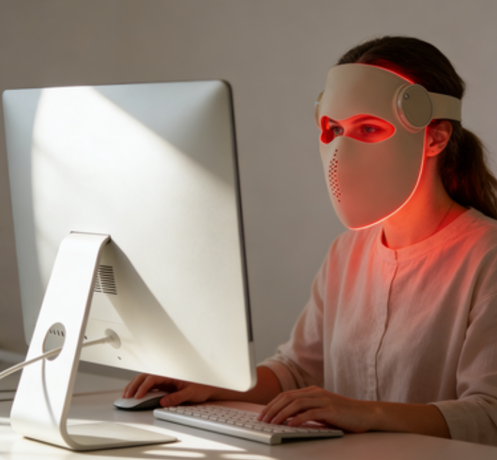 Máscara de terapia de luz LED para rostro con material de silicona de grado alimenticio ILUXRED 2