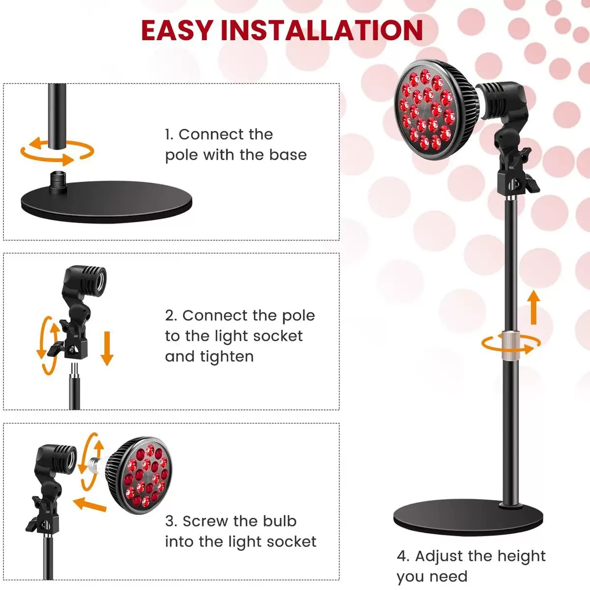 iLUXRED Lámpara portátil de terapia de luz roja PDT de 54 W, 660 nm, 850 nm, 18 bombillas de belleza 8