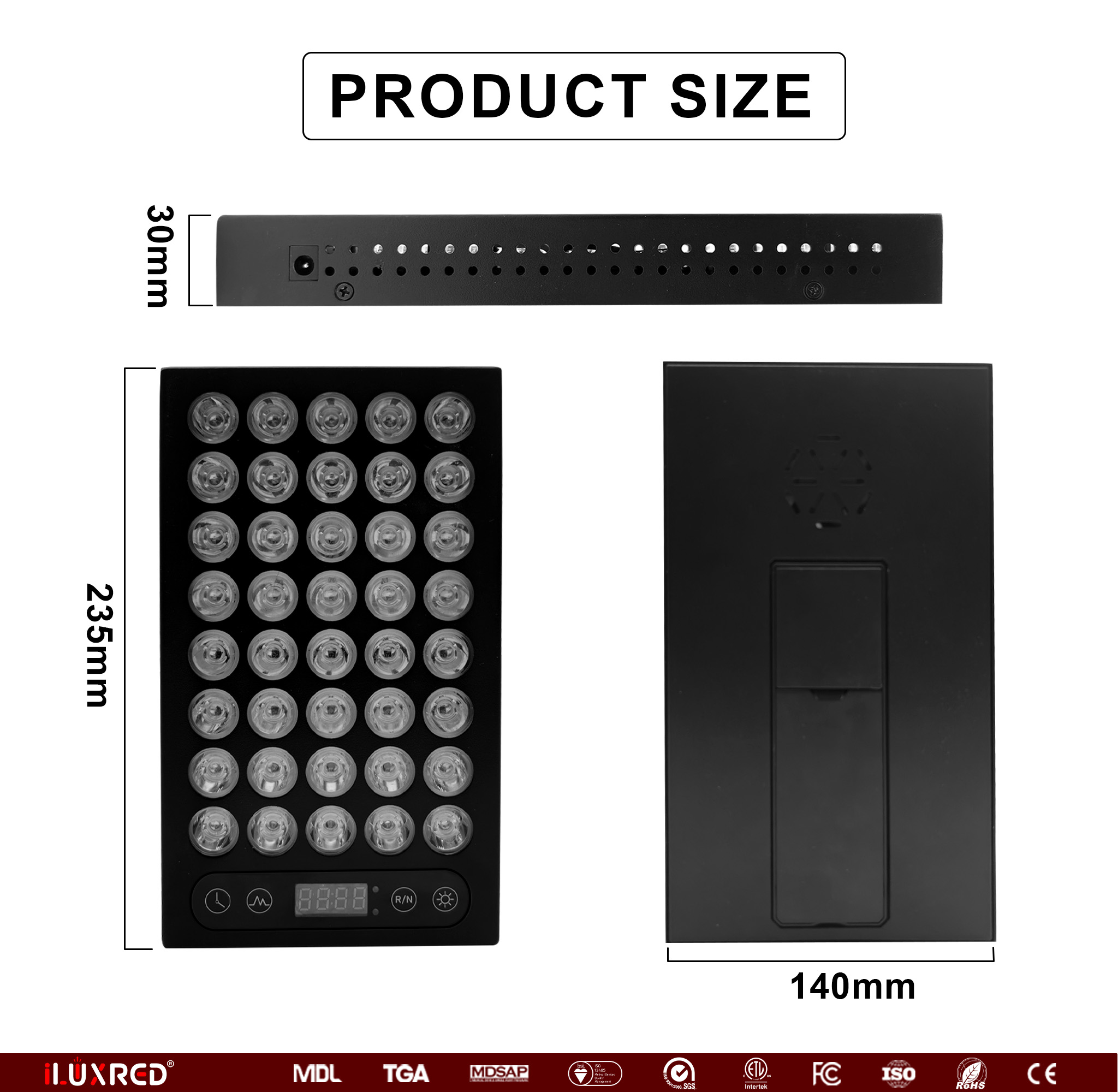 Panel de terapia de luz roja iLUXRED ST200-2 de alta irradiancia con chips duales de 5 longitudes de onda y pulso para el cuidado de la piel 8