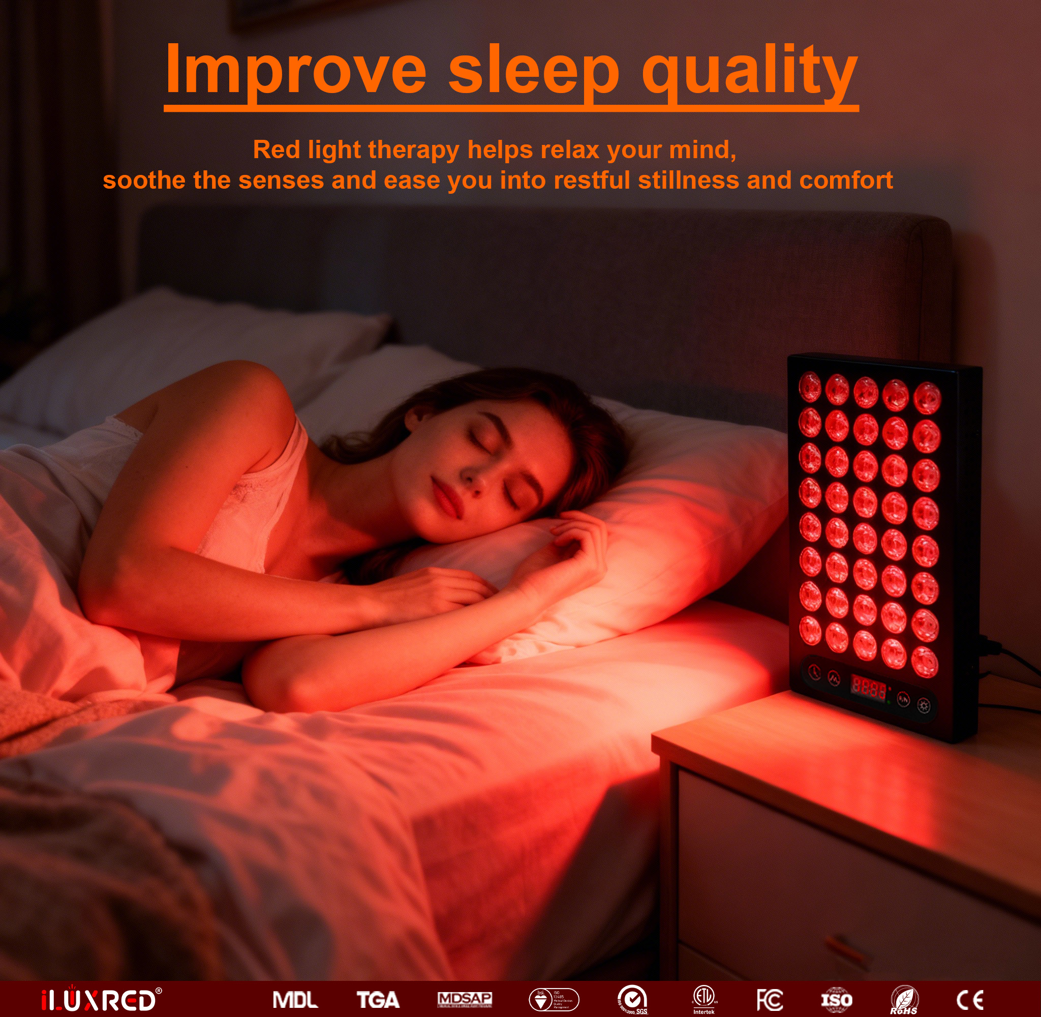 Panel de terapia de luz roja iLUXRED ST200-2 de alta irradiancia con chips duales de 5 longitudes de onda y pulso para el cuidado de la piel 10