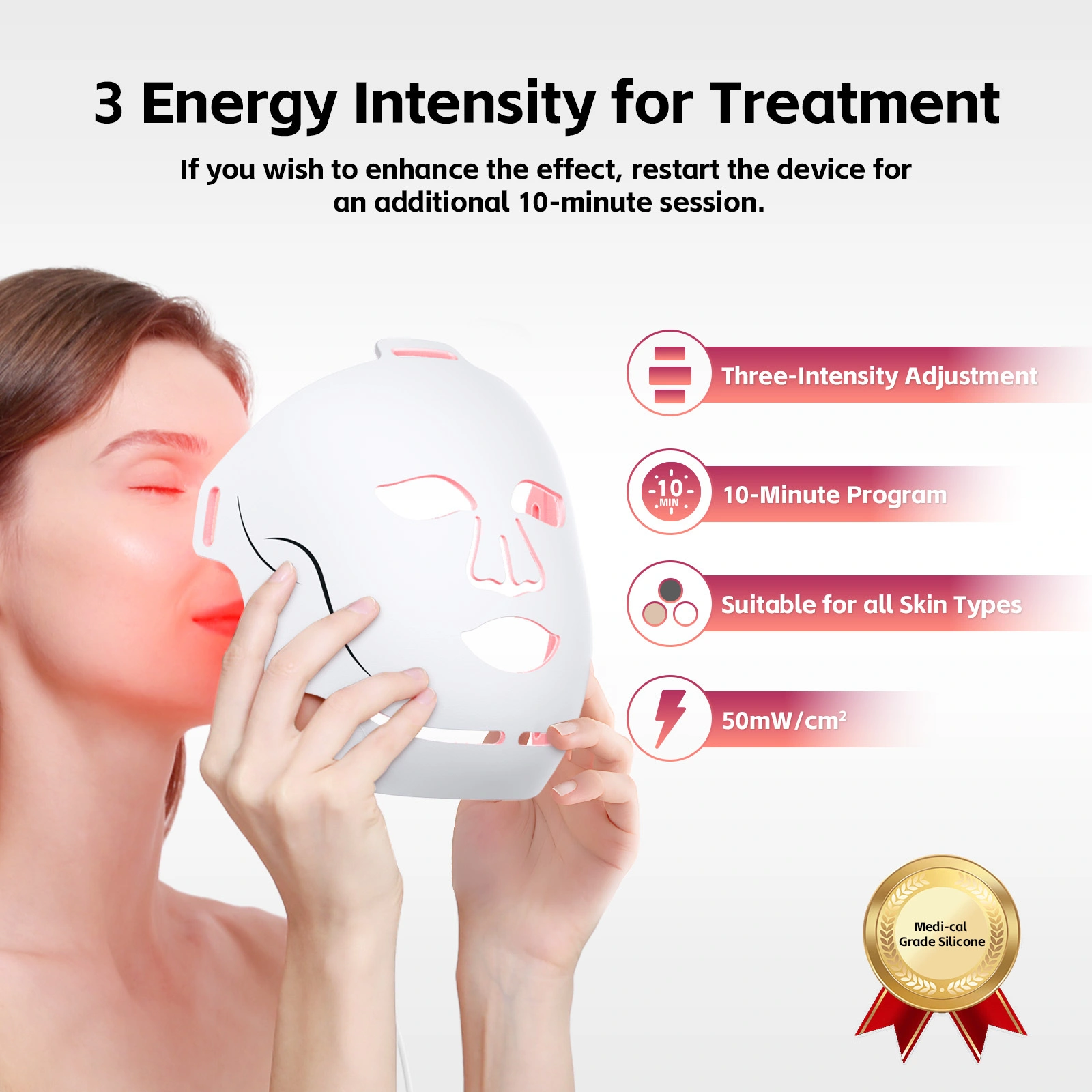 iLUXRED Mask-13 460nm–1072nm Adjustable liquid silicone light Red light therapy led facial mask Built-in 2500mAh battery 1