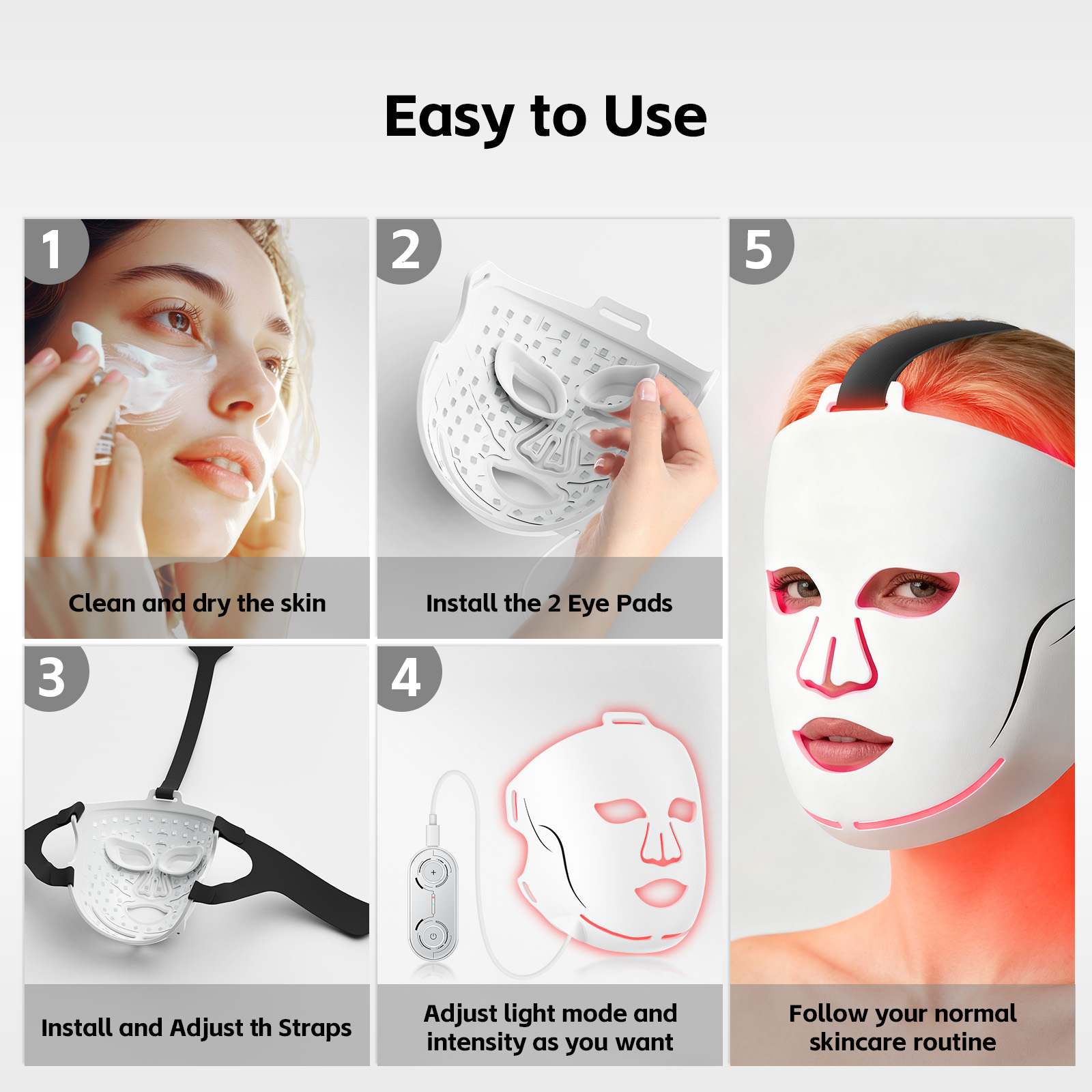 iLUXRED Mask-13 New Wireless 3D LCD Remote NIR Laser 1070nm Deep Cleansing Beauty Anti-aging Face Care Red Light Therapy LED Face Mask 8