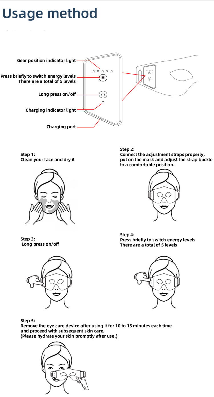 iLUXRED Mask-14 Silicone LED Indicated Red Light Therapy Glasses Eye Wrinkle Reduction Mood Boost Eye Bags Removal Face Target Area Waterproof 11
