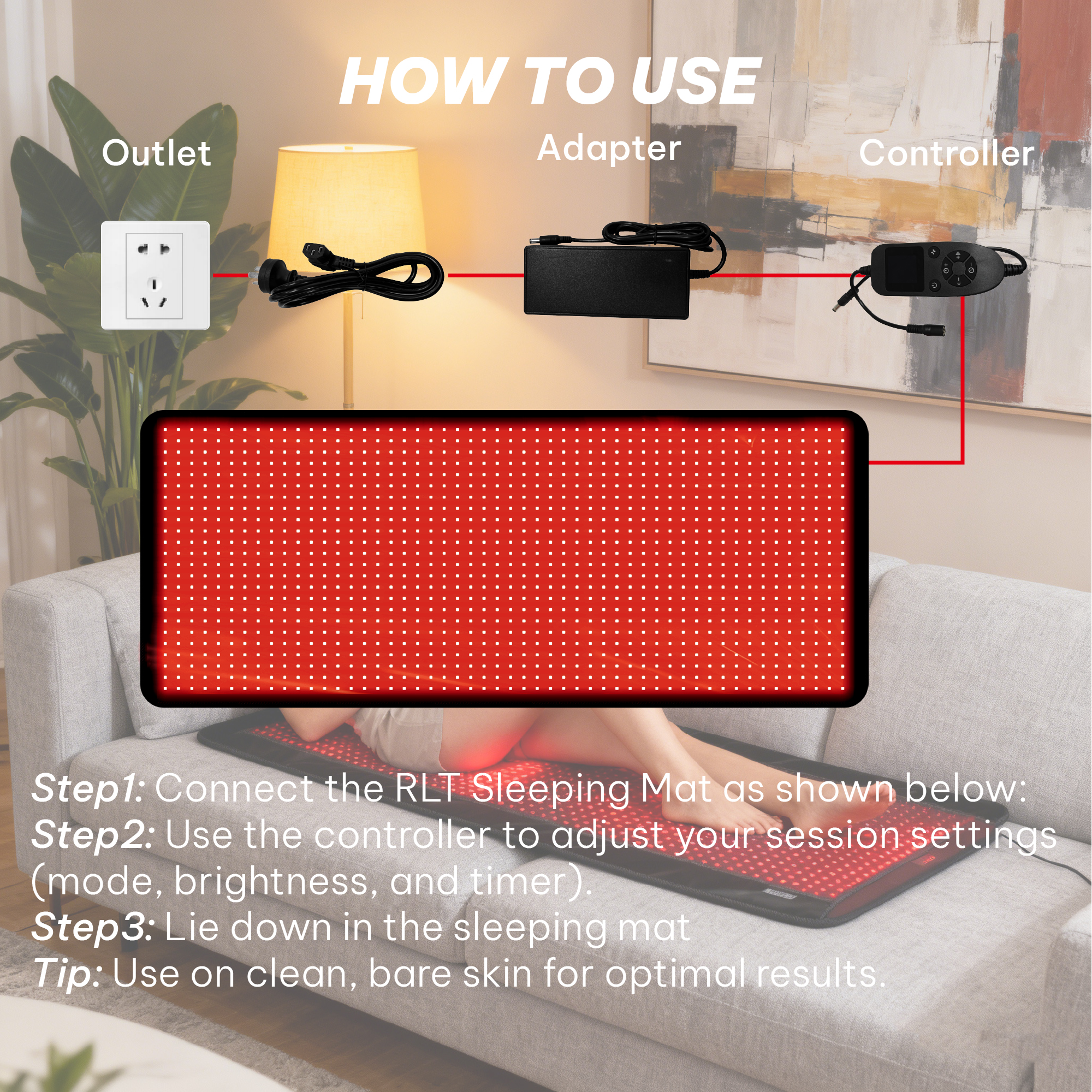 Esterilla de yoga con luz roja y triple chip LED infrarrojo cercano iLUXRED para terapia de luz roja, esterilla de luz roja para cuerpo completo, terapia de luz infrarroja para el hogar. 8